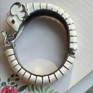 White Elephant Bangle Bracelet cuff